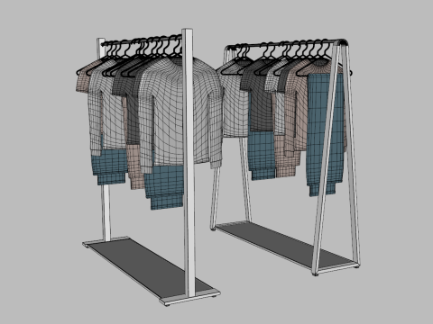 Garment Rack with Clothes and Hangers 3D मॉडल