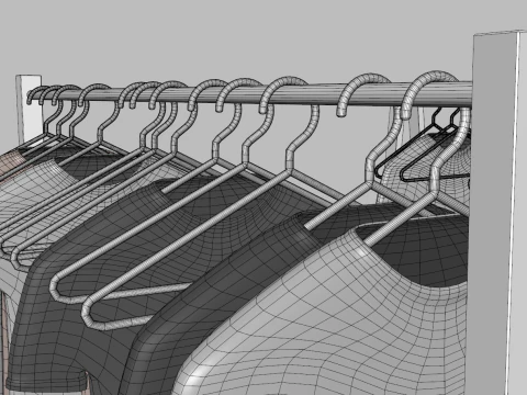Garment Rack with Clothes and Hangers 3D Model
