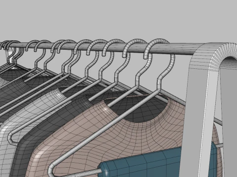 Garment Rack with Clothes and Hangers 3D Model