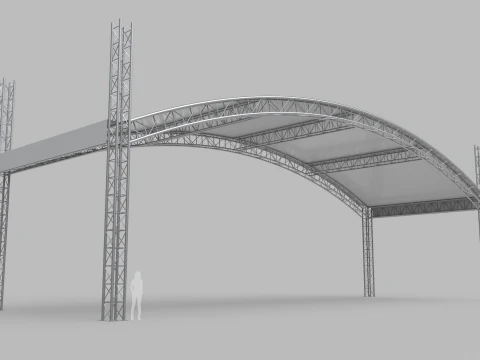 Namiot z gigantycznym łukiem kratownicowym Model 3D