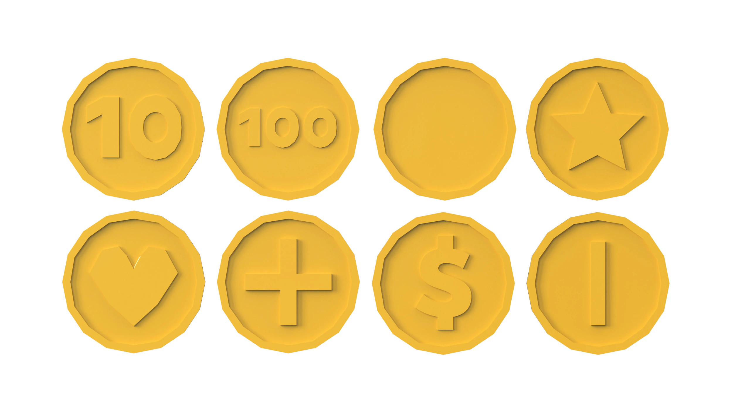 Gold Coins Pack 3D Model .c4d .max .obj .3ds .fbx .stl .blend 