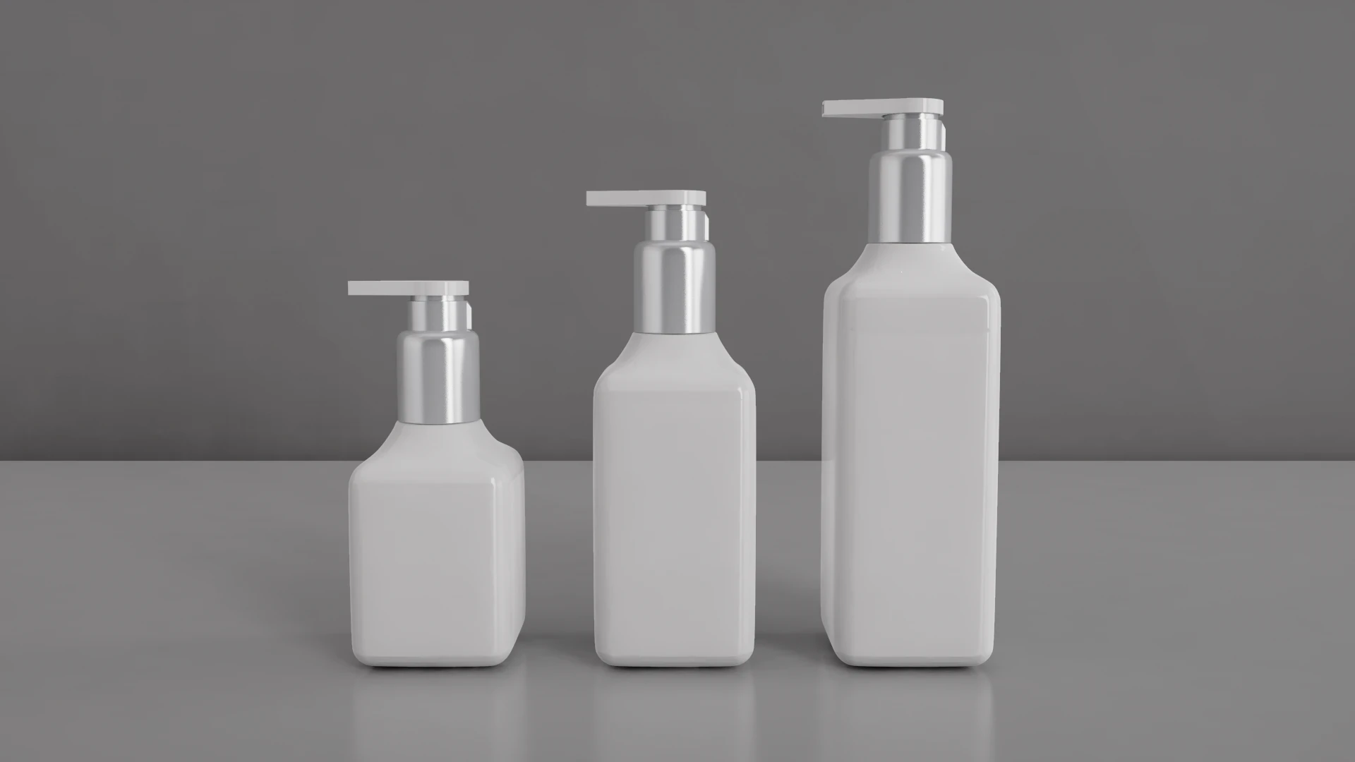 Hair Shampoo Pump Bottles 3D Model .c4d .max .obj .3ds .fbx .stl .blend