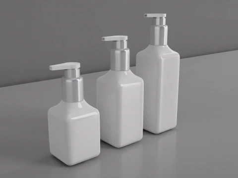 Hair Shampoo Pump Bottles 3D Model