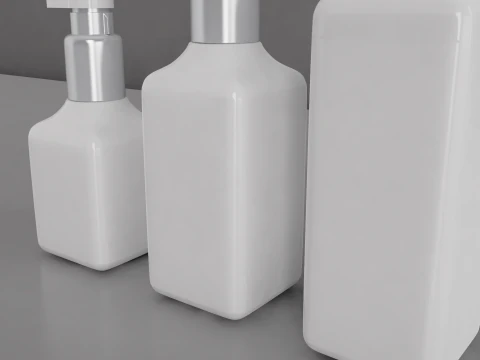 Hair Shampoo Pump Bottles 3D Model