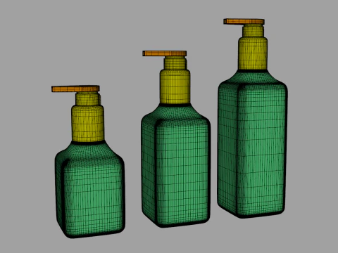 Hair Shampoo Pump Bottles 3D Model