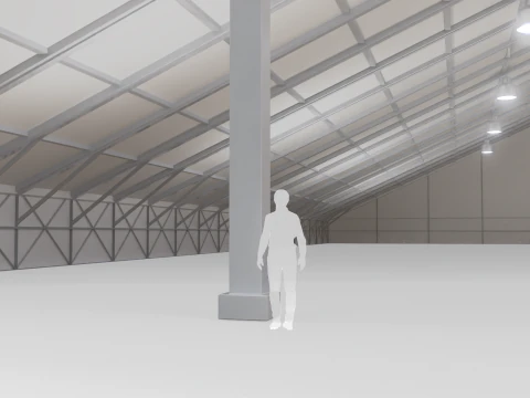 Hangar 63 Meters Long 3D Model