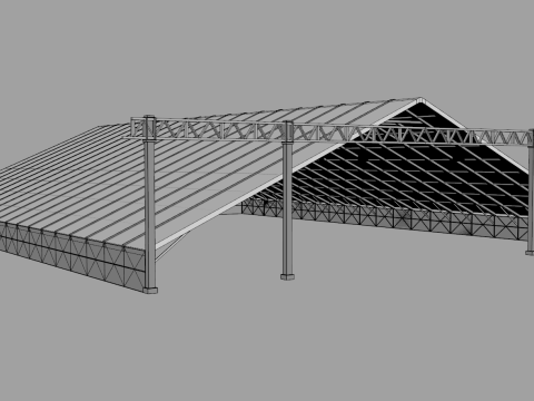 Hangar 63 Meters Long 3D Model