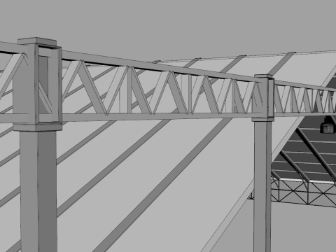 Hangar 63 Meters Long 3D Model
