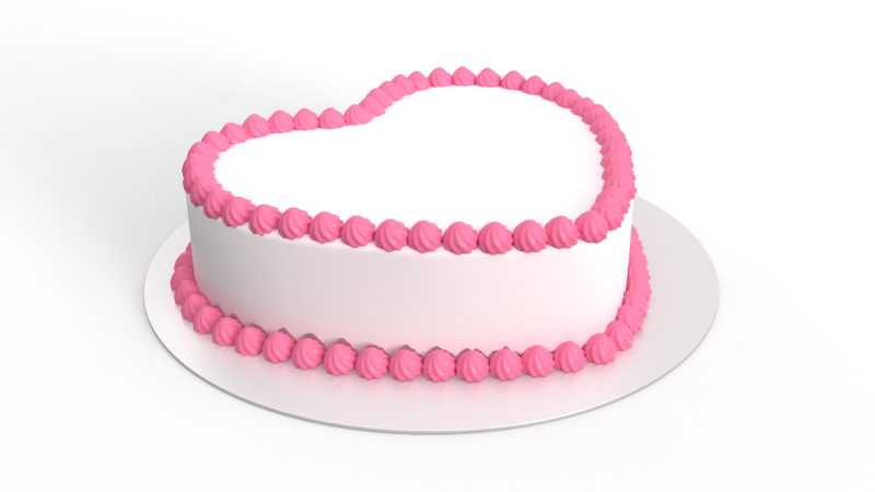 Heart Shaped Cake 3D Model .c4d .max .obj .3ds .fbx .stl .blend 