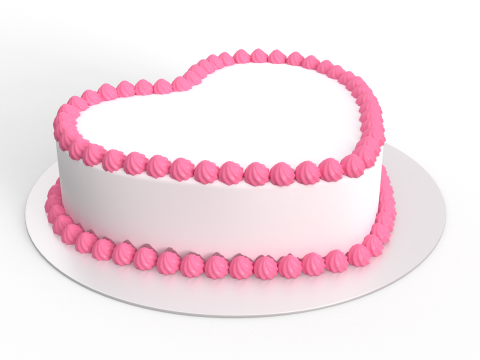 Heart Shaped Cake Model 3D