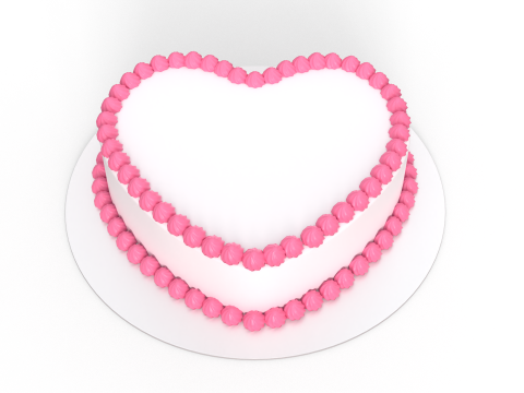 Heart Shaped Cake 3D Model
