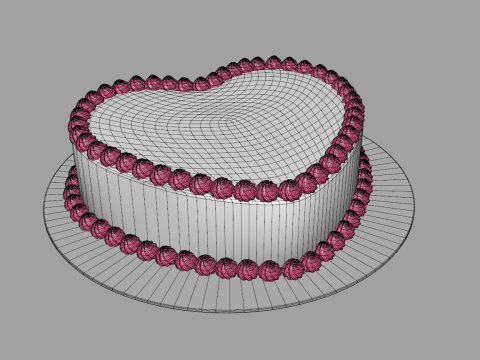 Heart Shaped Cake 3D Model