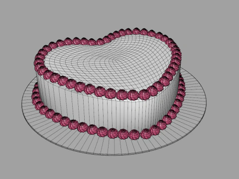 Heart Shaped Cake 3D Model