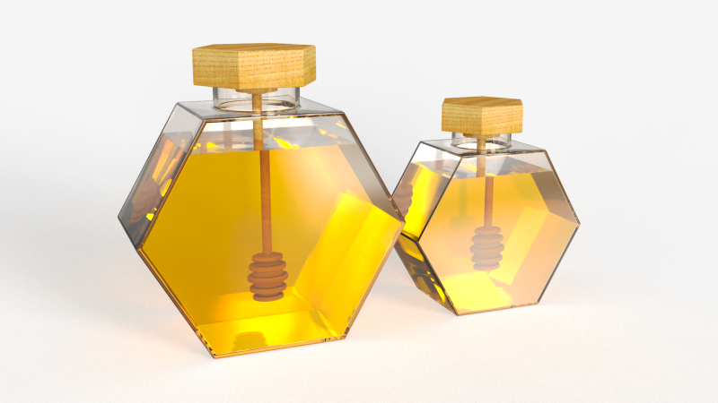 Hexagonal Honey Glass Containers 3D Modell .c4d .max .obj .3ds .fbx .stl .blend