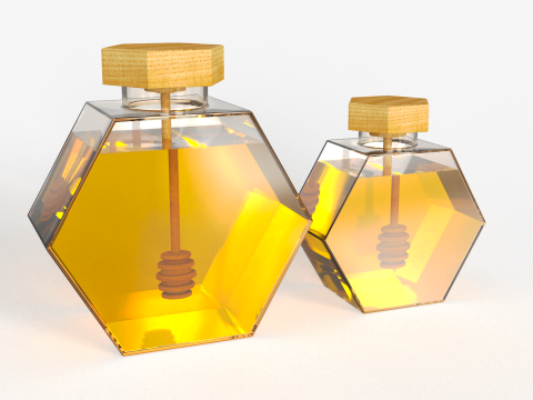 Hexagonal Honey Glass Containers 3D Modell