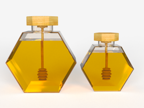 Hexagonal Honey Glass Containers 3D Modell