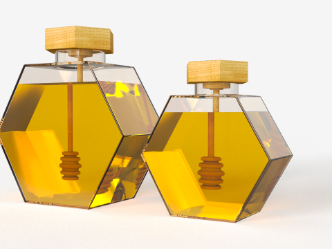 Hexagonal Honey Glass Containers 3D Modell