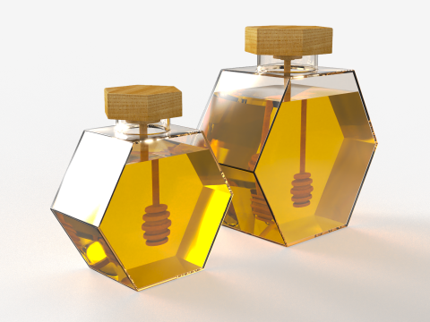 Hexagonal Honey Glass Containers 3D Modell