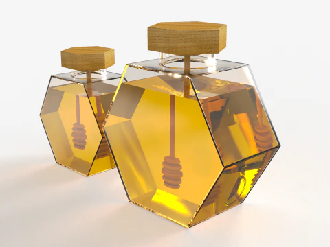 Hexagonal Honey Glass Containers 3D Model