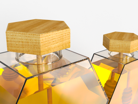 Hexagonal Honey Glass Containers 3D Modell