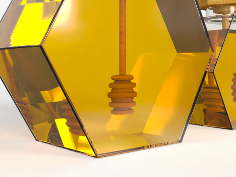 Hexagonal Honey Glass Containers 3D Model