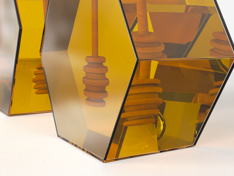 Hexagonal Honey Glass Containers 3D Modell