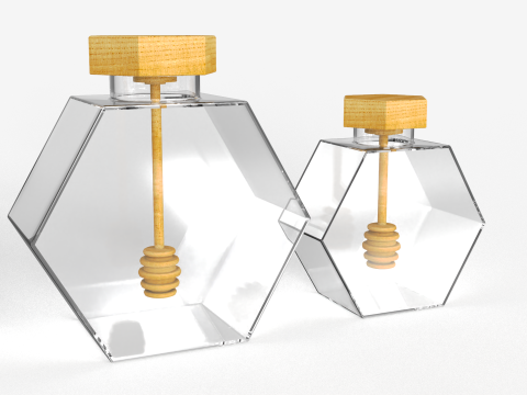 Hexagonal Honey Glass Containers 3D Modell