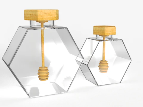 Hexagonal Honey Glass Containers 3D Model