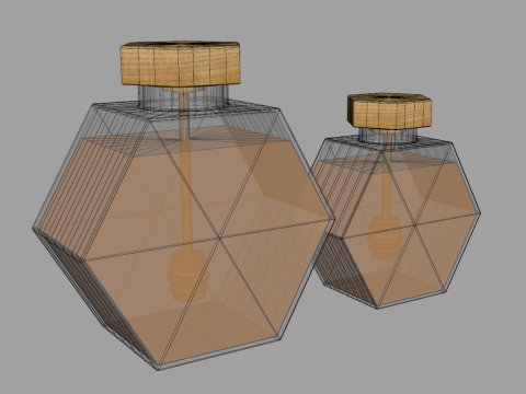 Hexagonal Honey Glass Containers 3D Modell