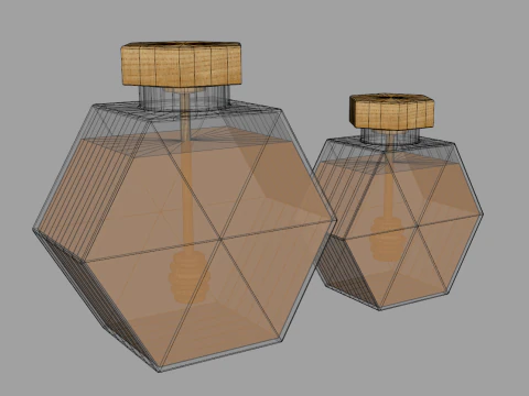 Hexagonal Honey Glass Containers 3D Model
