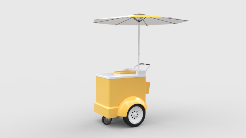 Ice Cream Push Cart Model 3D .c4d .max .obj .3ds .fbx .stl .blend
