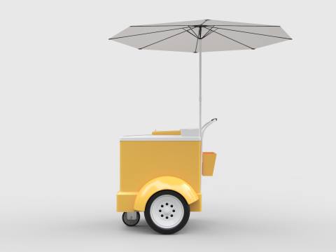 Ice Cream Push Cart Model 3D
