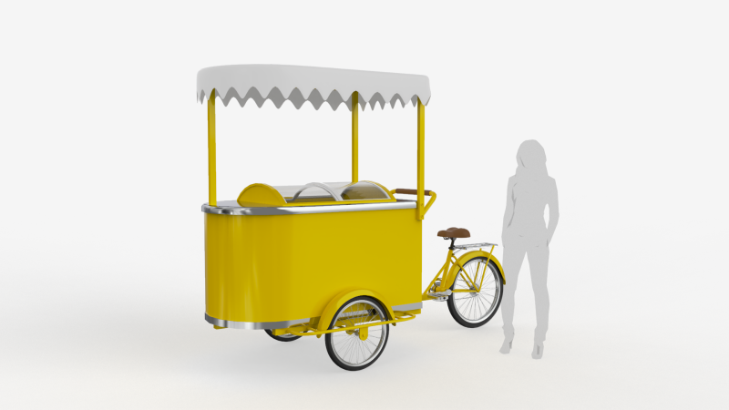 Ice Cream Tricycle With Freezer 3D 模型 .c4d .max .obj .3ds .fbx .stl .blend