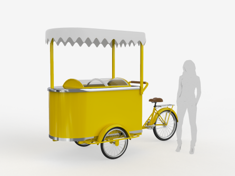 Ice Cream Tricycle With Freezer Modello 3D