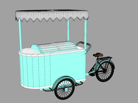 Ice Cream Tricycle With Freezer 3D Model