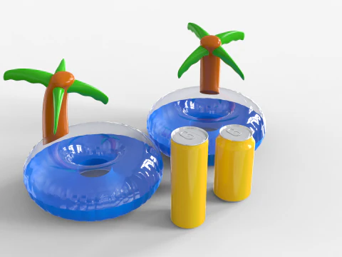 Inflatable Palm Island Drink Holder 3D Model