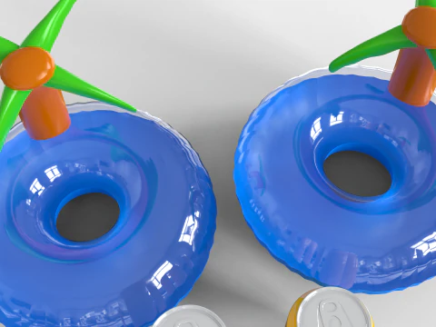 Inflatable Palm Island Drink Holder 3D Model