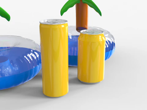 Inflatable Palm Island Drink Holder 3D Model