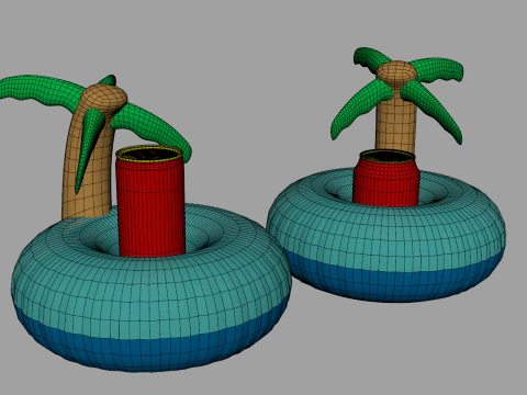 Inflatable Palm Island Drink Holder 3D Model