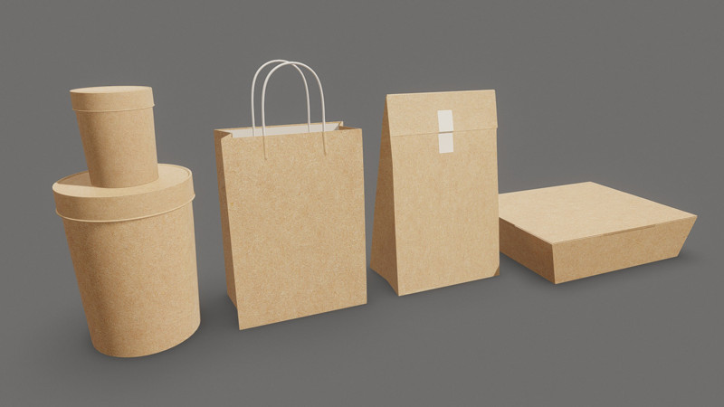 牛皮纸食品包装 3D 模型 .c4d .max .obj .3ds .fbx .stl .blend 