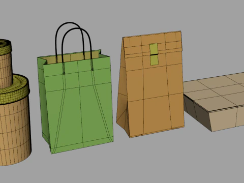 Kraft Paper Food Packaging 3D Model