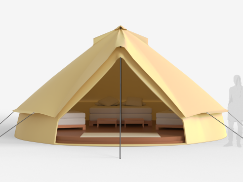 Large Bell Tent 6x6 Meters 3D 모델