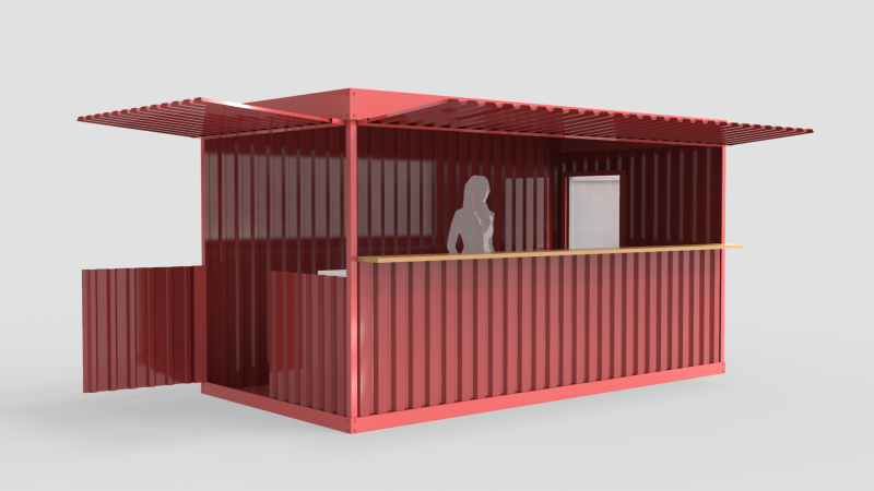 Large Container Kiosk Modelo 3D .c4d .max .obj .3ds .fbx .stl .blend