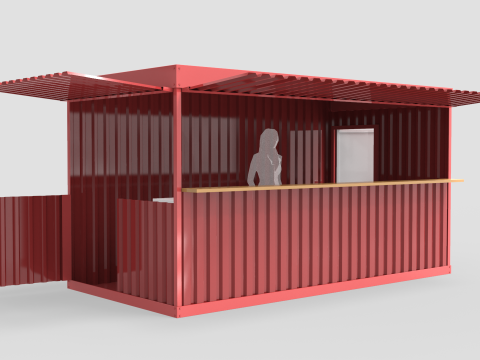 Large Container Kiosk Modelo 3D