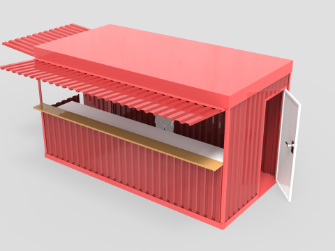 Large Container Kiosk Modelo 3D