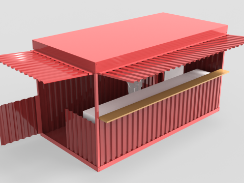 Large Container Kiosk Modelo 3D