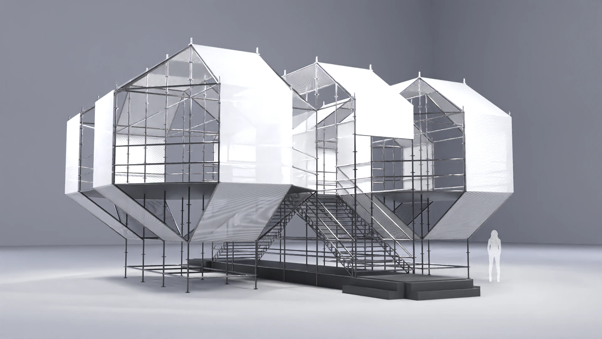Layher Structure Pavilion 4 3D Model .c4d .max .obj .3ds .fbx .stl .blend 
