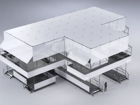 Pavilh&atilde;o Estrutura Layher 9 Modelo 3D