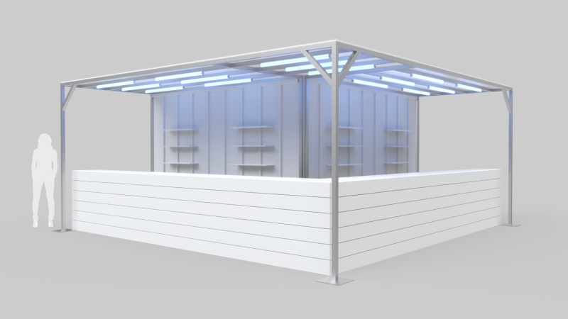 L-Shaped Outdoor Bar 5x5 Meters 3D Model .c4d .max .obj .3ds .fbx .stl .blend 