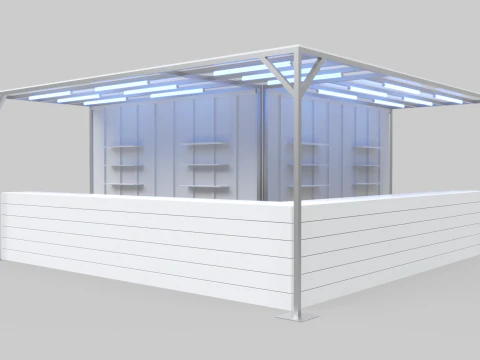 Bar extérieur en forme de L 5x5 mètres Modèle 3D